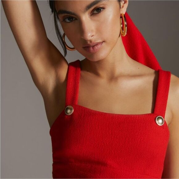 Maeve Anthropologie Textured Buttoned Crop Top - Picture 2 of 6